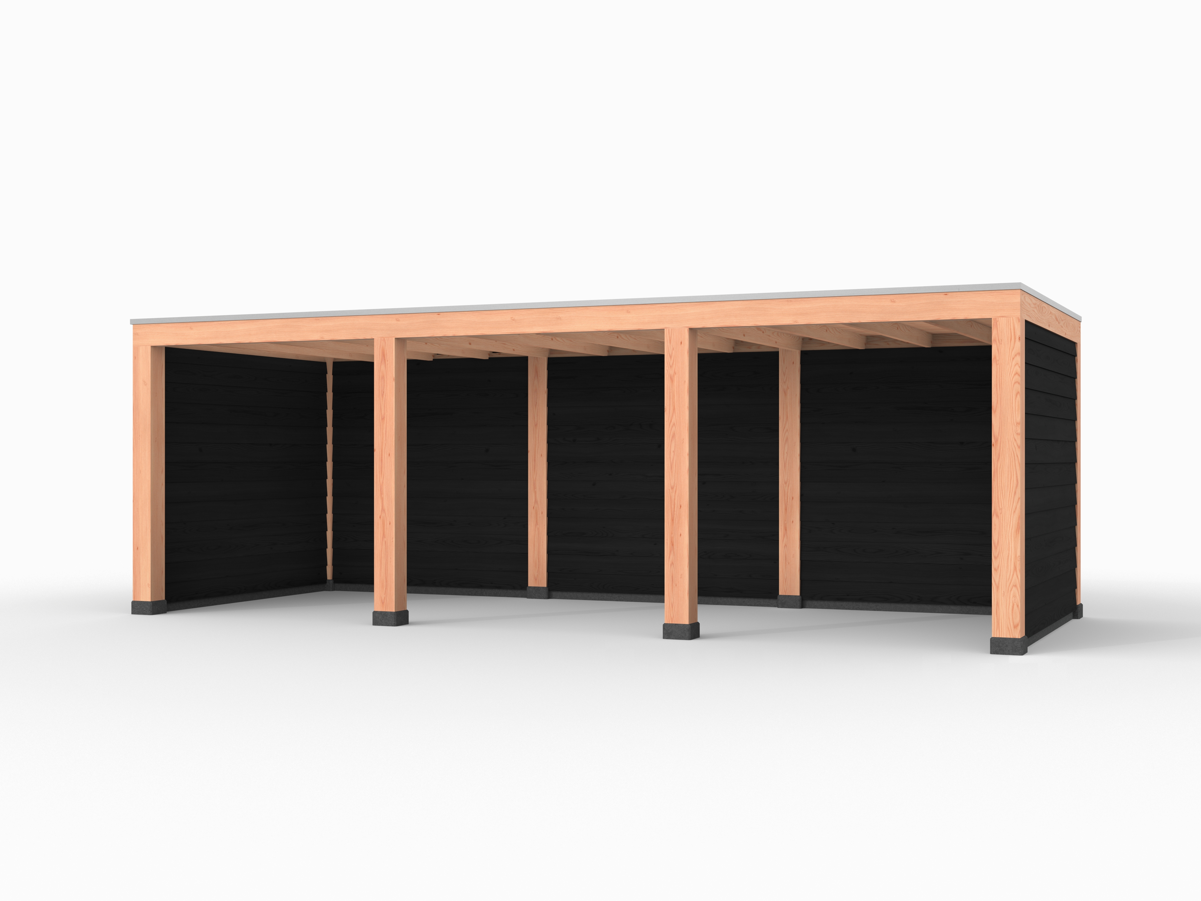 Douglas overkapping, 750 x 300, met achterwand en twee zijwanden, Westwood Modern Basic zwart - Afbeelding 1